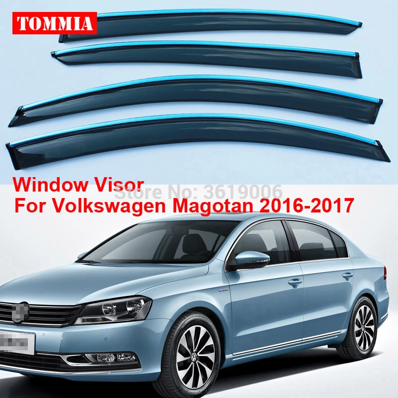 

tommia Brand New For Volkswagen Magotan 2016-2017 Window Visor Shade Vent Wind Rain Deflector Guards Cover 4pcs/Set