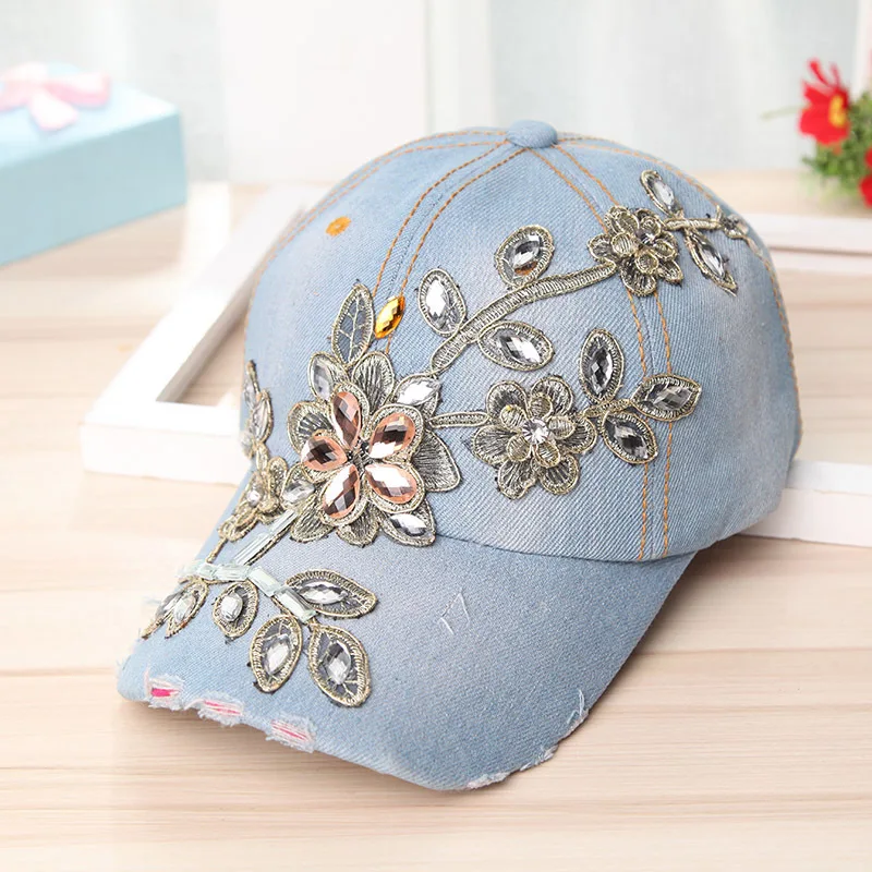 

New men's and women's diamond cap lace denim sun protection cap