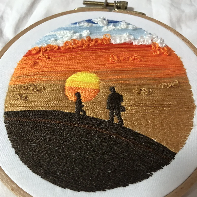 Красивая вышивка пейзажа материал посылка сделай сам ручная работа для