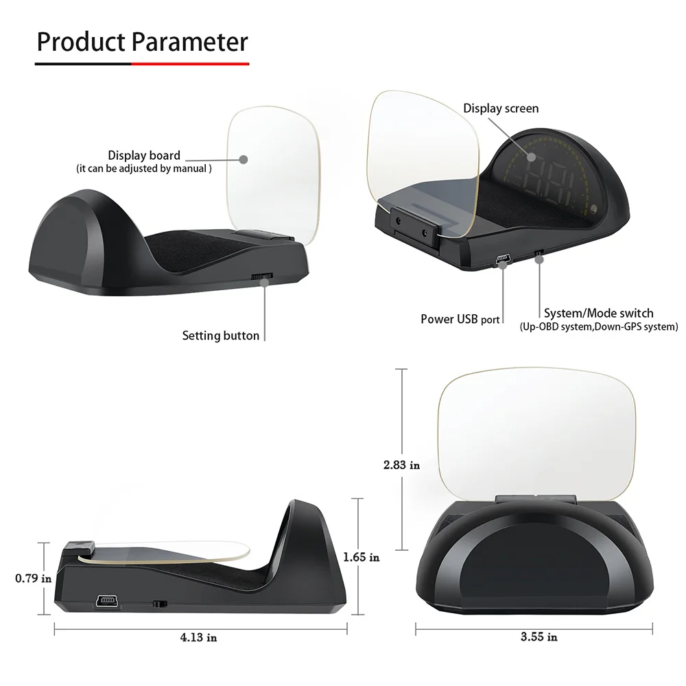 

Onever HUD Screen Colorful Led Screen Double System Automatic Light Sensor OBD GPS Durable Material HUD Device