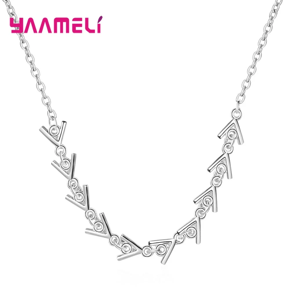 

Trendy Women Collar Necklace New Hot Sale 100% 925 Sterling Silver Fishbone Design Metal Jewelry for Women/Girls Party Gift