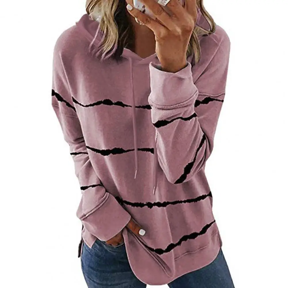 Tops Casual Long Sleeve Pullover Stripe Print Women Oversized Hoodie Sweatshirt for Shopping толстовка