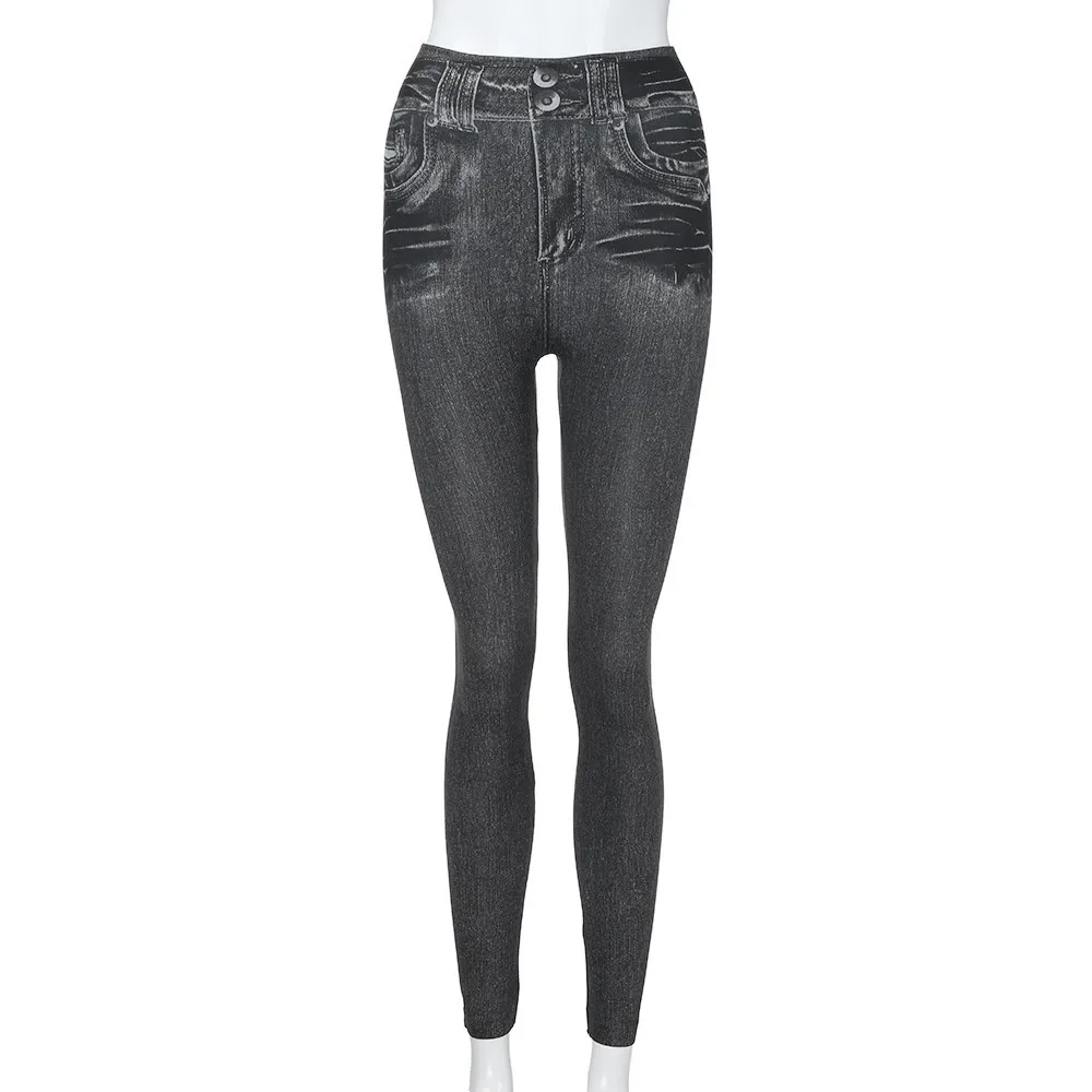 2019 New Fashion Women Printed Imitation Feet Pants Bottom Jeans Sexy Elastic High Waist Leggings hot sell | Женская одежда