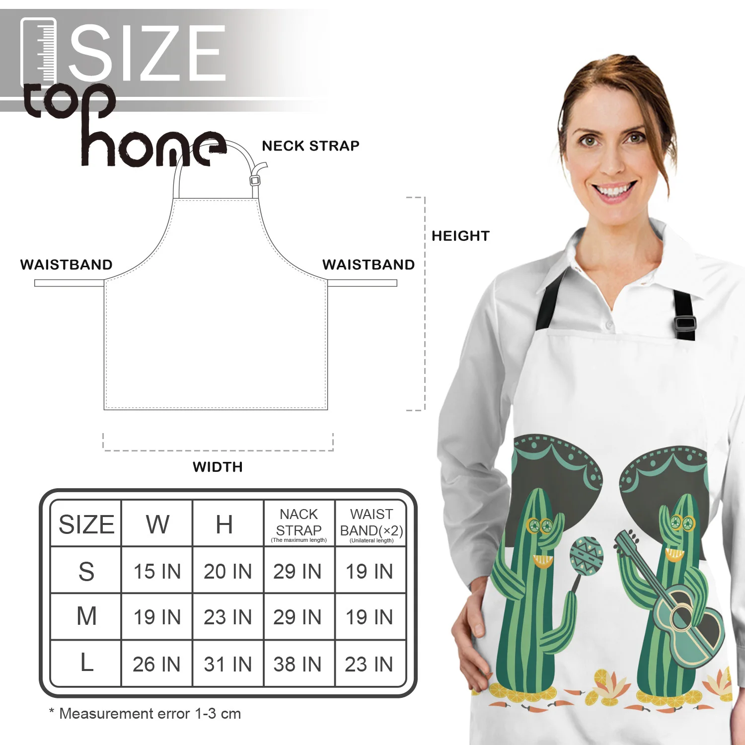 

Tophome Kitchen Apron Cactus Cowboy Cartoon Desert Adjustable Sleeveless Canvas Aprons for Men Women Kids Home Cleaning Tools