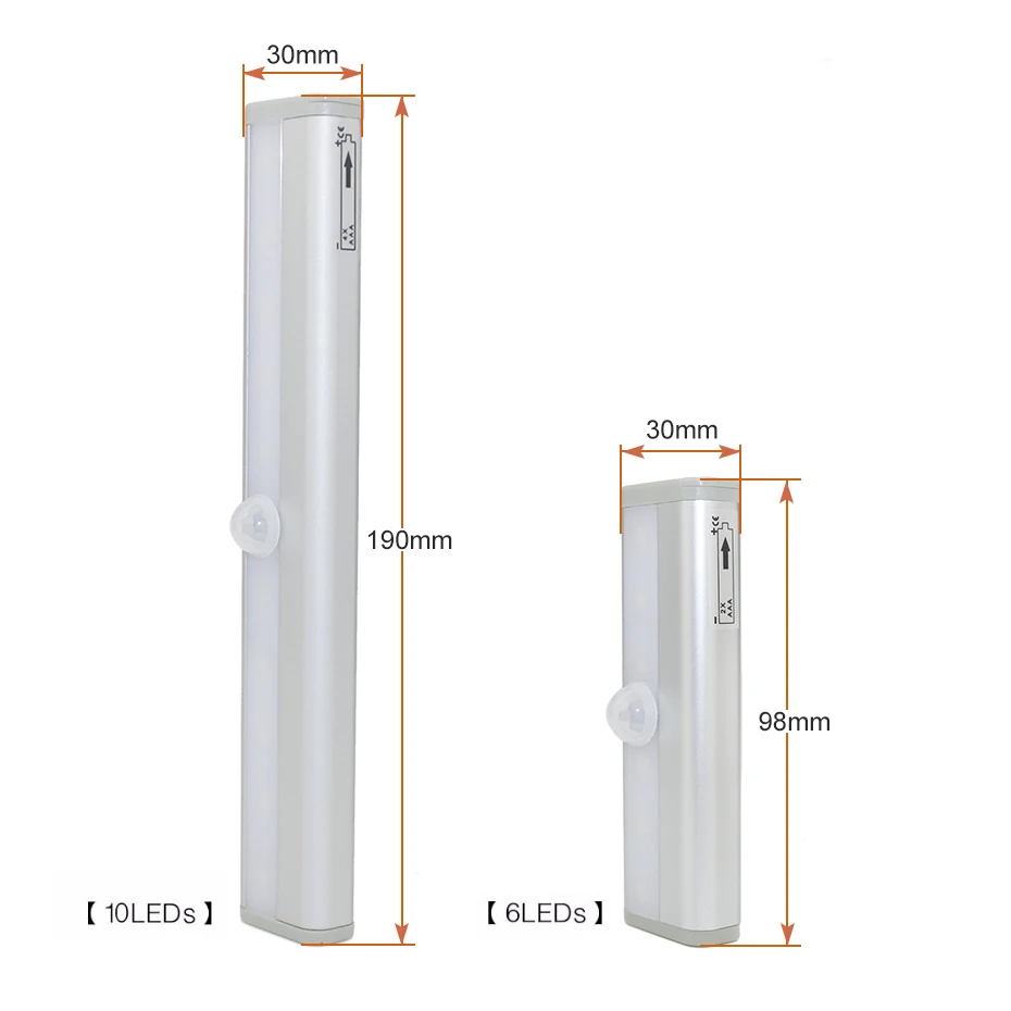 

6/10CM LED Two-color Motion Sensor Light Cupboard Wardrobe Bed Lamp LED Under Cabinet Night Light For Closet Stairs Kitchen