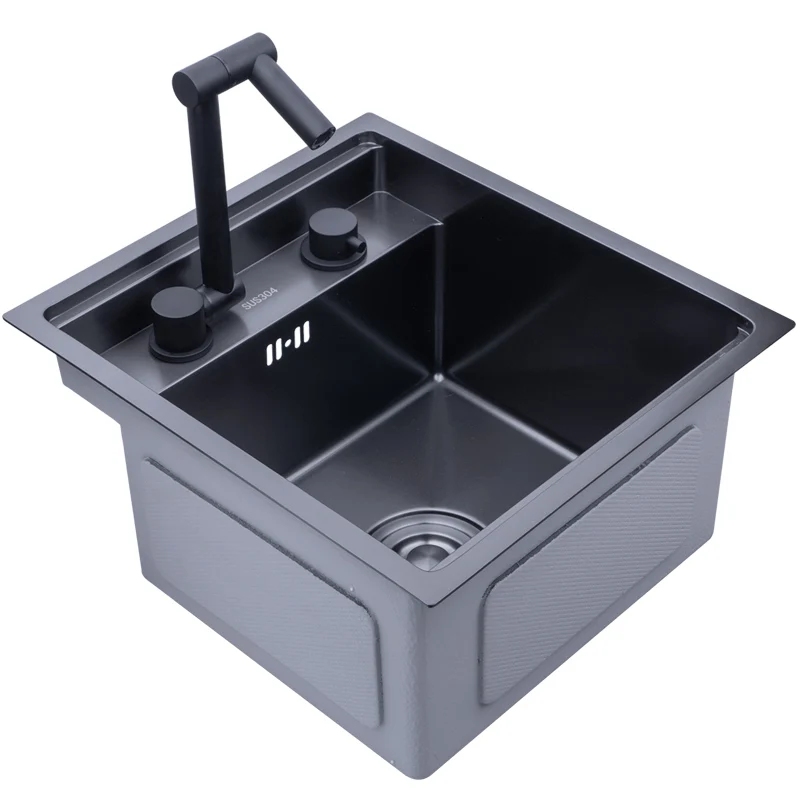 

black Hidden Kitchen sink Single bowl Bar Small Size sink Stainless Steel Balcony sink Concealed black kitchen sink Bar sink WF