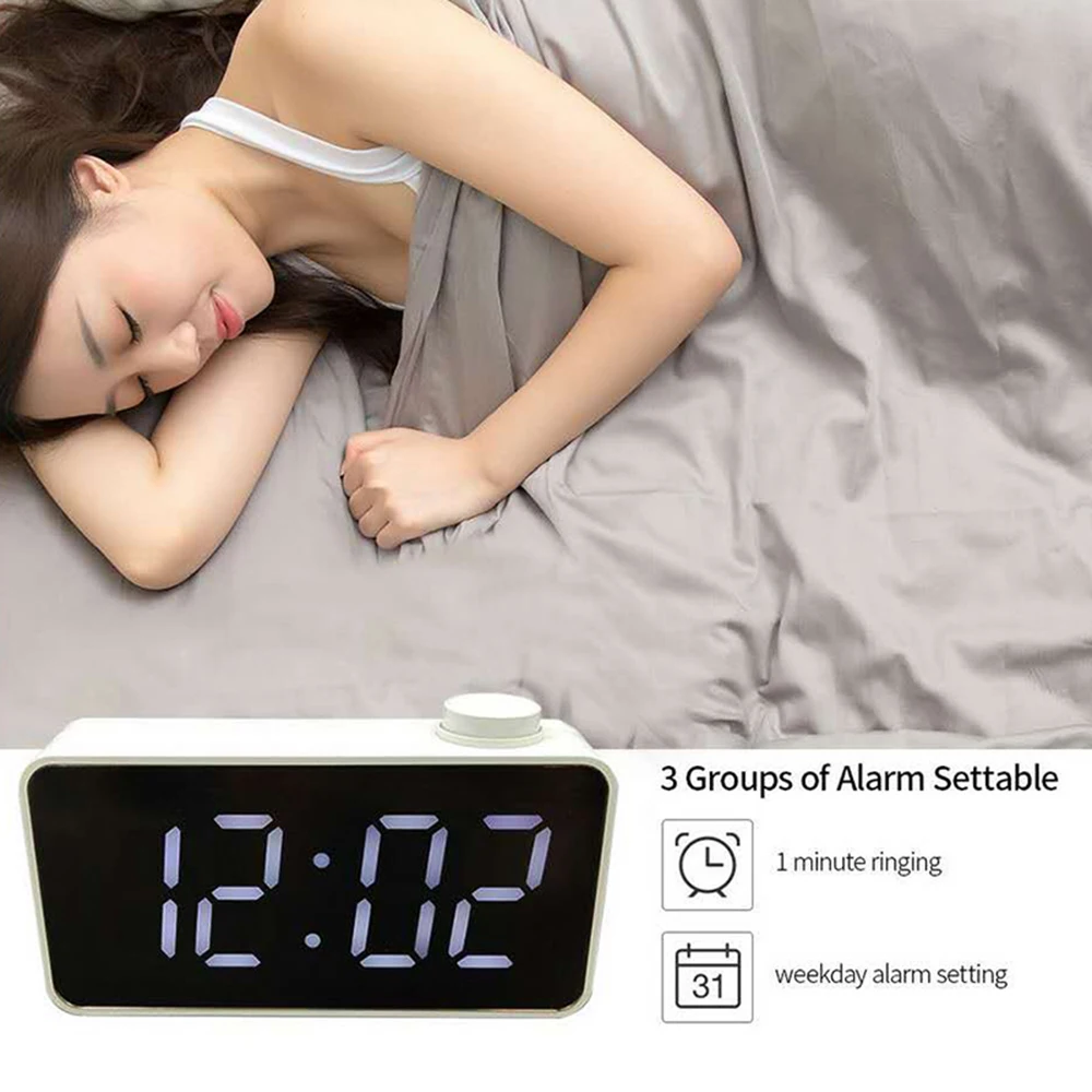USB/Batterys настольные часы цифровые зеркальный будильник 3 раза отображает Luminance