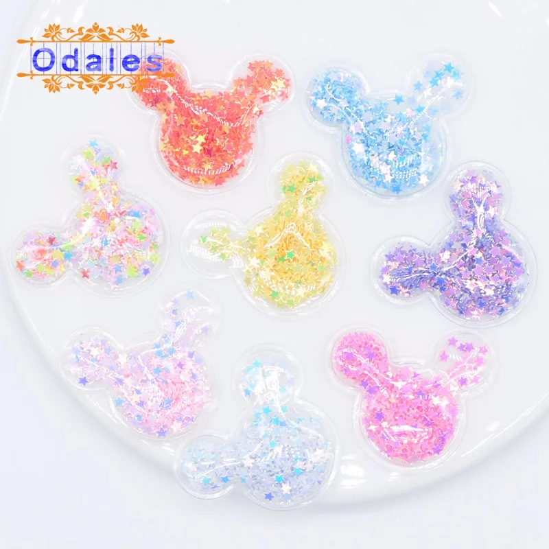 Милые нашивки на голову мыши 32 шт./лот прозрачные блестящие Аппликации из ПВХ с