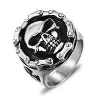 european and american new punk style mens ring skull ring ring retro car chain skull ring