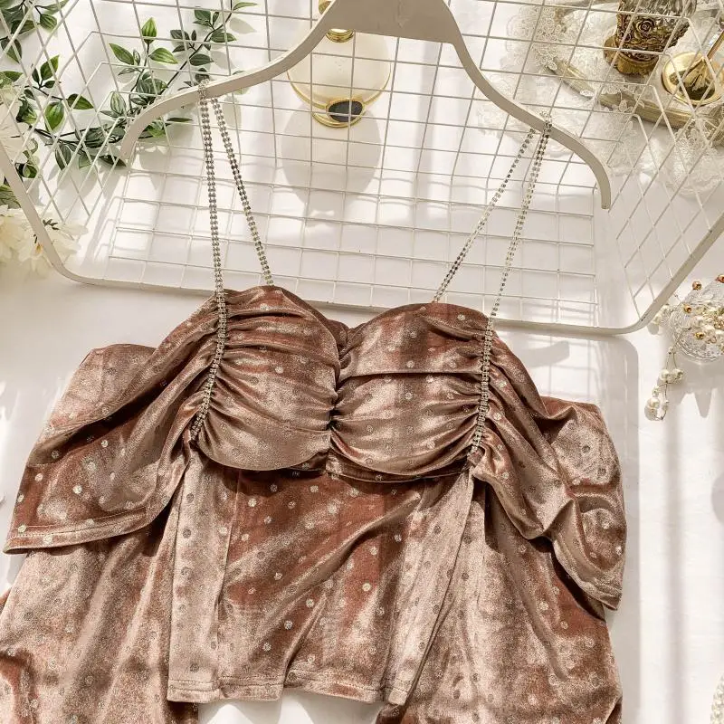 Блузка женская велюровая с открытыми плечами пикантный винтажный топ на