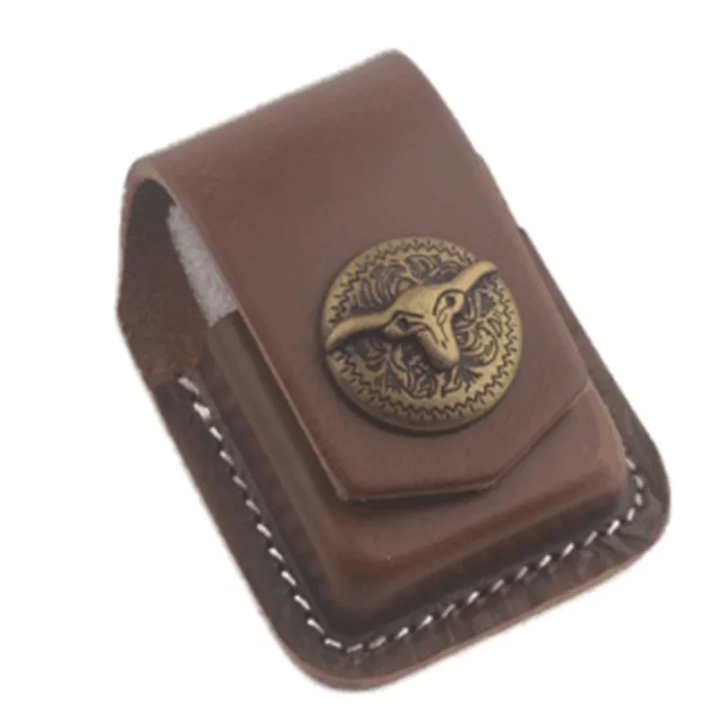 Кожаный чехол с высокой винтажной латунной пряжкой для зажигалки портативный