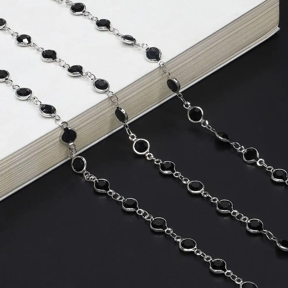 Шнур для очков ручной работы с черными хрустальными бусинами|Очки аксессуары| |