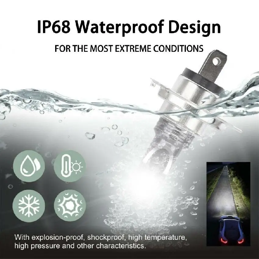 2 шт. H7 Автомобильный светодиодный головной светильник лампы 80 Вт 10000Lm