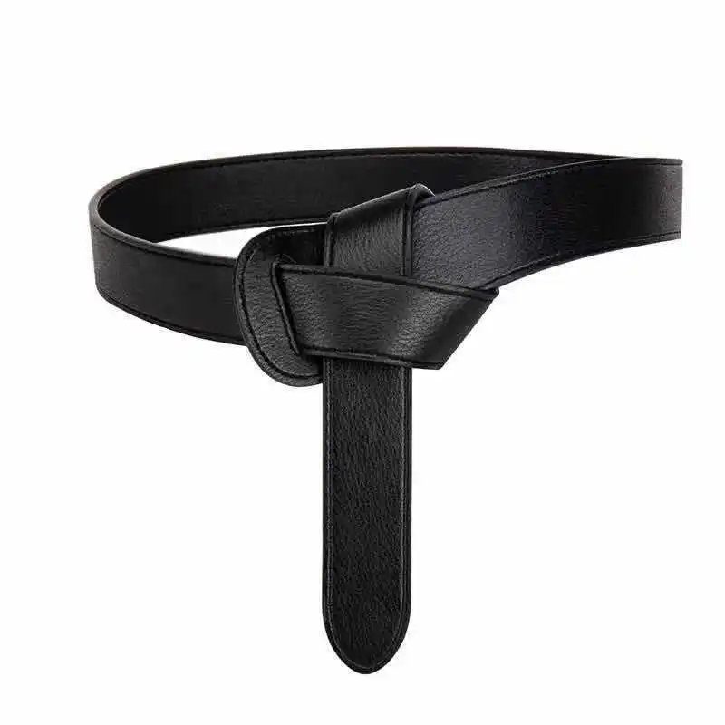 

PU Leather Knot Waistband Fashion Designer Belt For Women Ladies Waist Long Cinturon Mujer Simple Coat Dress Chains Lanyards