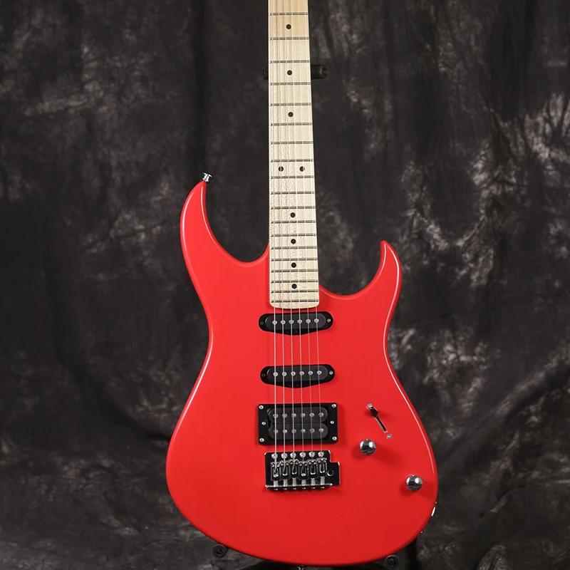 

Электрическая гитара человека ST, корпус из красного дерева, Кленовая грифельная доска, хромированная фурнитура, красная глянцевая отделка, ...