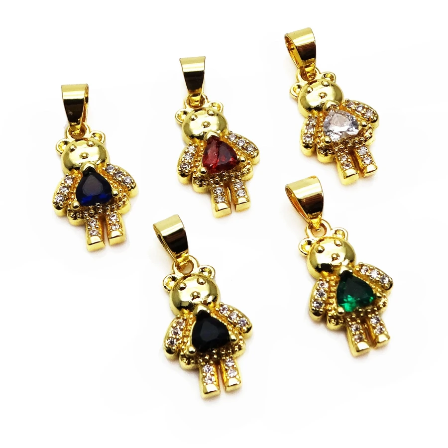 Симпатичный маленький медведь микро циркон кулон плюшевый мишка леди медальон в