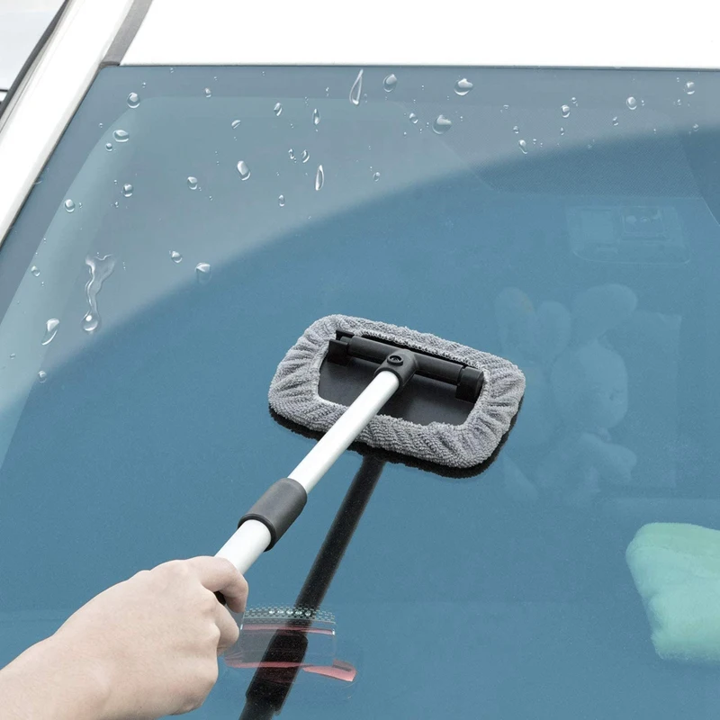 

Car Window Cleaner Brush,Windshield Glass Cleaning Tool Extendable Aluminum Handle with 8Pcs Microfiber Covers