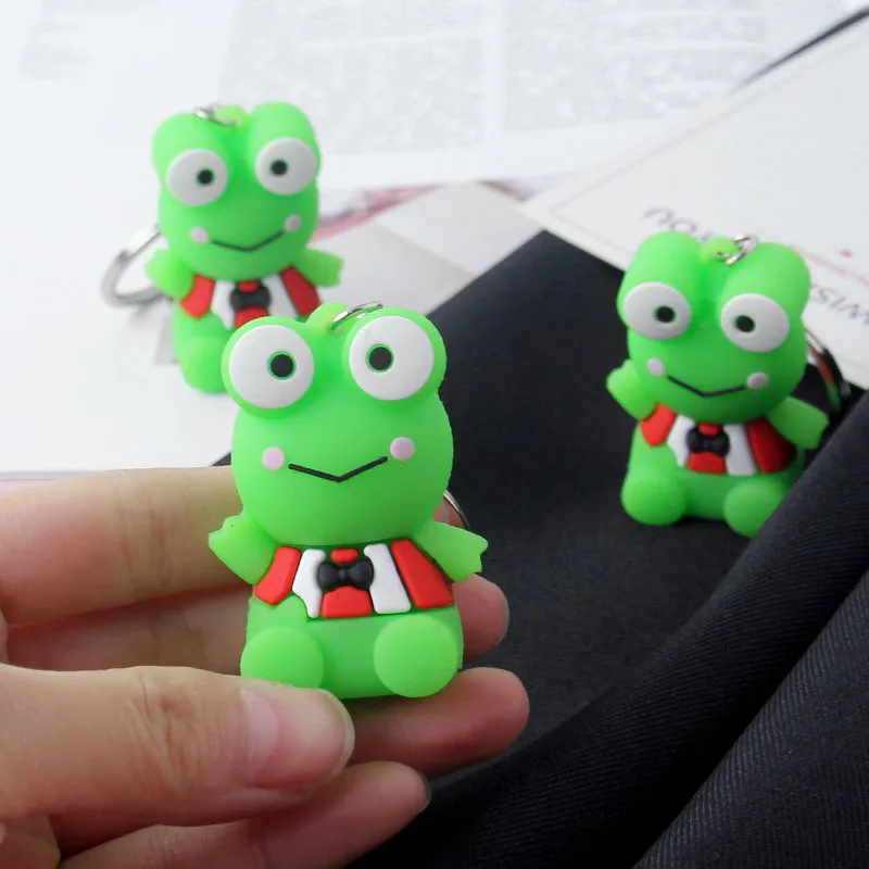 New Fashion Cute cartoon green frog keychain pendant animal shape silicone key chain backpack accessories holiday gift
