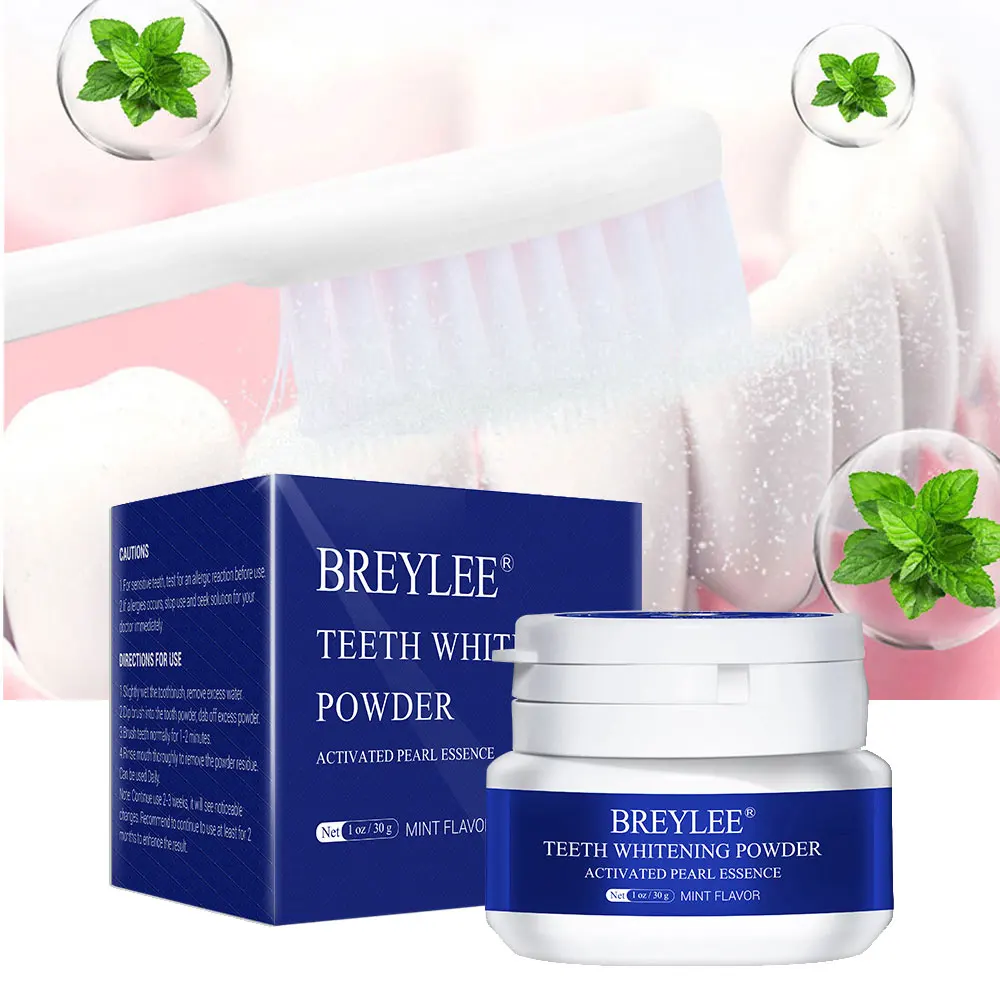 Отбеливающий порошок для зубов 30G с жемчужной эссенцией, защищающий десна, освежающий дыхание, очищающий зубной налет и удаляющий пятна, ухаживающий.