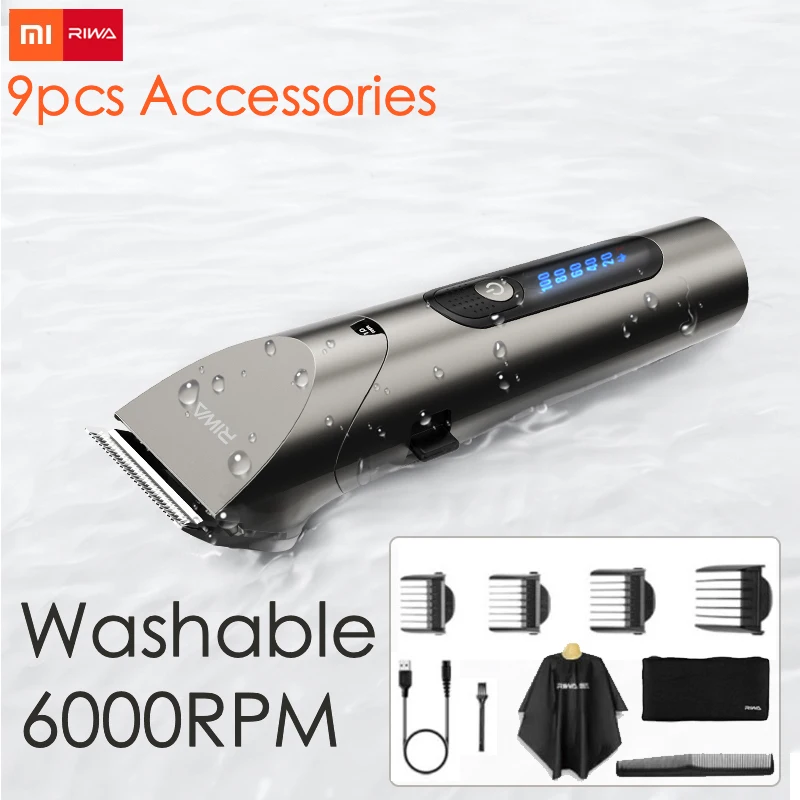 Xiaomi Riwa Barber Hair Clipper Professional LED Screen Washable Electric Trimmer Rechargeable Hair Machine Hair Trimmer For Men