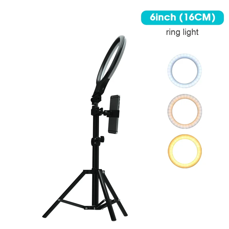 

Photography LED Selfie Ring Light USB Ring Lamp Camera Phone Video Light with Phone Holder Tripod For Makeup Youtube Live Studio