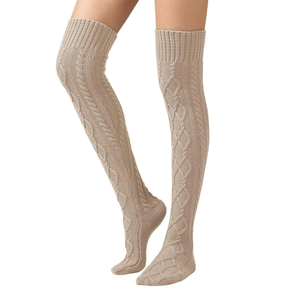 

Women Knitted High Boot Socks Long Over Knee Winter Stockings Leg Warmers TC21