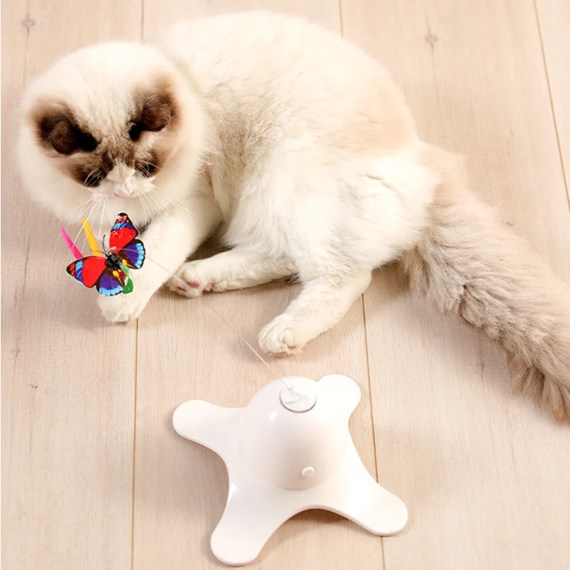 

KIMPETS 2020 Electric Cat Toy Cat Turntable Funny Stick Feather Cat Self-hey Pet Supplies Kitten Bite Resistant