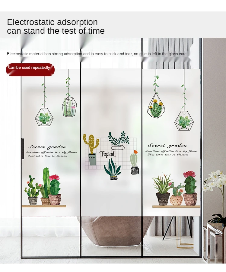 

Bathroom cartoon cellophane shading window film electrostatic non-adhesive frosted translucent opaque Prevent-peeping film