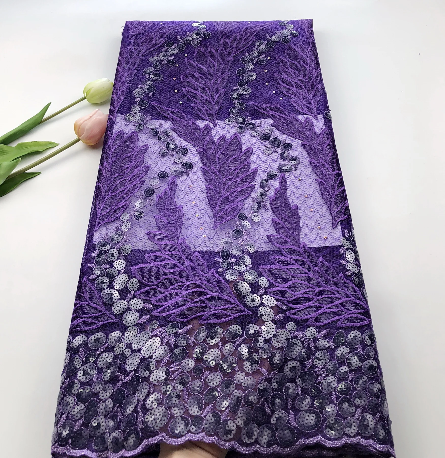 

beautiful sequins french net lace embroidery french tulle fabric 5yards sequins tulle mesh fabric HSIAU091