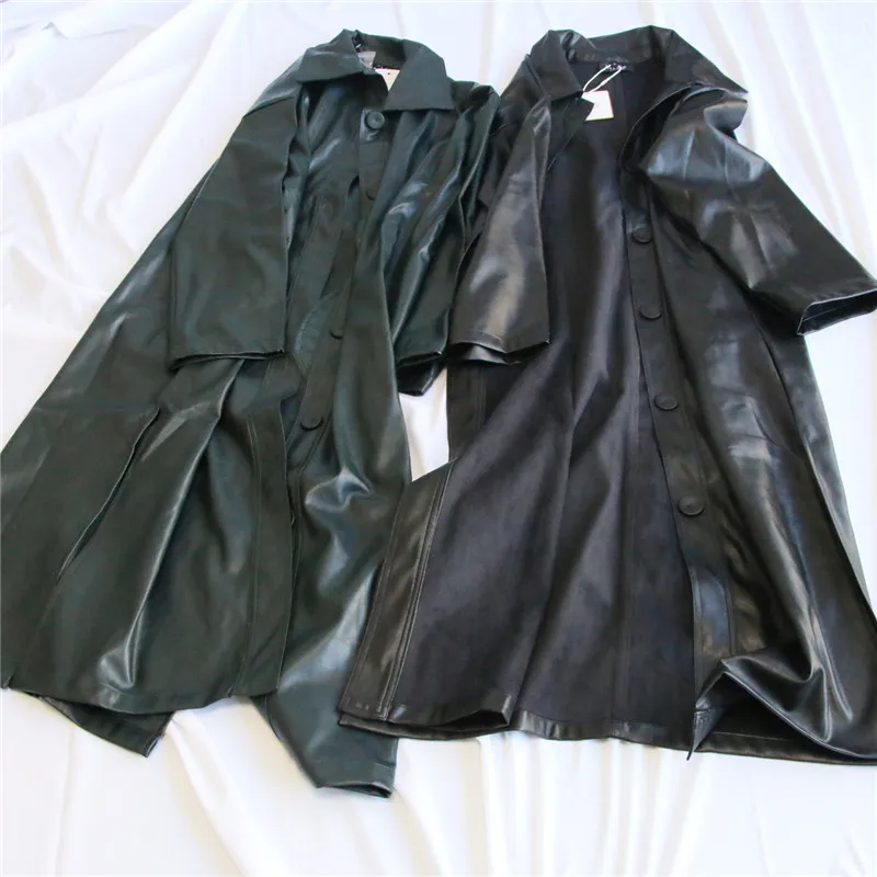 

WSYORE Cool Leather Long Jacket 2020 New Spring Women Loose Belt PU Leather Windbreaker Trench Coat Slim Autumn Jacket NS939