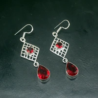 gemstonefactory big promotion unique 925 silver teardrop shiny red garnet women ladies gifts dangle drop earrings 20211861