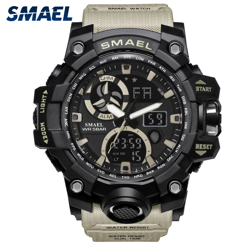 

SMAEL Brand Men WristWatch Digital Dual Time Luxury Electronic Clock Waterproof Army Sport Watches 1545C relojes para hombre