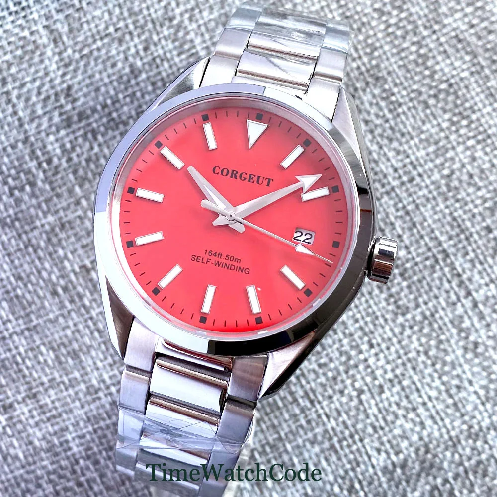 

Corgeut Automatic Mechanical Mens Watch 41mm NH35A Sapphire Cyrstal Black/Blue/White/Red/Yellow Dial Date Luminous Polished Case