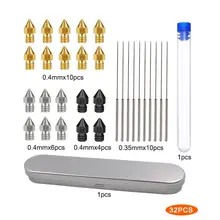 32pcs 3D Printer Nozzle Cleaning Kit Stainless Steel MK8 Nozzle Cleaning Needles Tools Set with Storage Box 3D Printer Parts