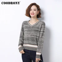 coodrony brand classic v neck pullover slim sweaters female new autumn winter casual high quality 100 wool womens jumper w1143