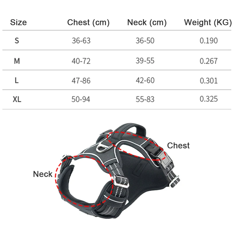 

No Pull Adjustable Pet Dog Harness Vest with Handle for Medium Large Dogs 1000D Oxford Cloth Reflective Dog Harness for Training