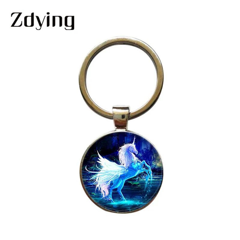 Zdying Мода Дракон птицы брелок лошадь стеклянный животный узор с кабошоном кулон