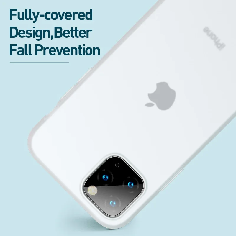 Baseus Fully-Covered Silicone Protection Phone Case Shockproof For iPhone 11 Pro XR Xs Max 0.8mm Thin Soft Back Cover |