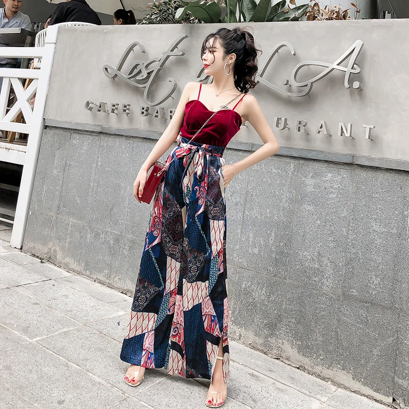 брюки Приморский Праздничная юбка летний цветной шифоновый 2019 новые пляжные