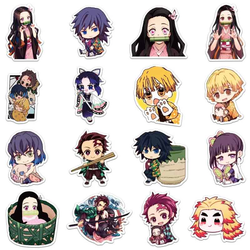 

50 PCS Anime Demon Slayer Kimetsu No Yaiba Sticker Waterproof PVC Skateboard Luggage Motorcycle Guitar Kids Boy Stickers