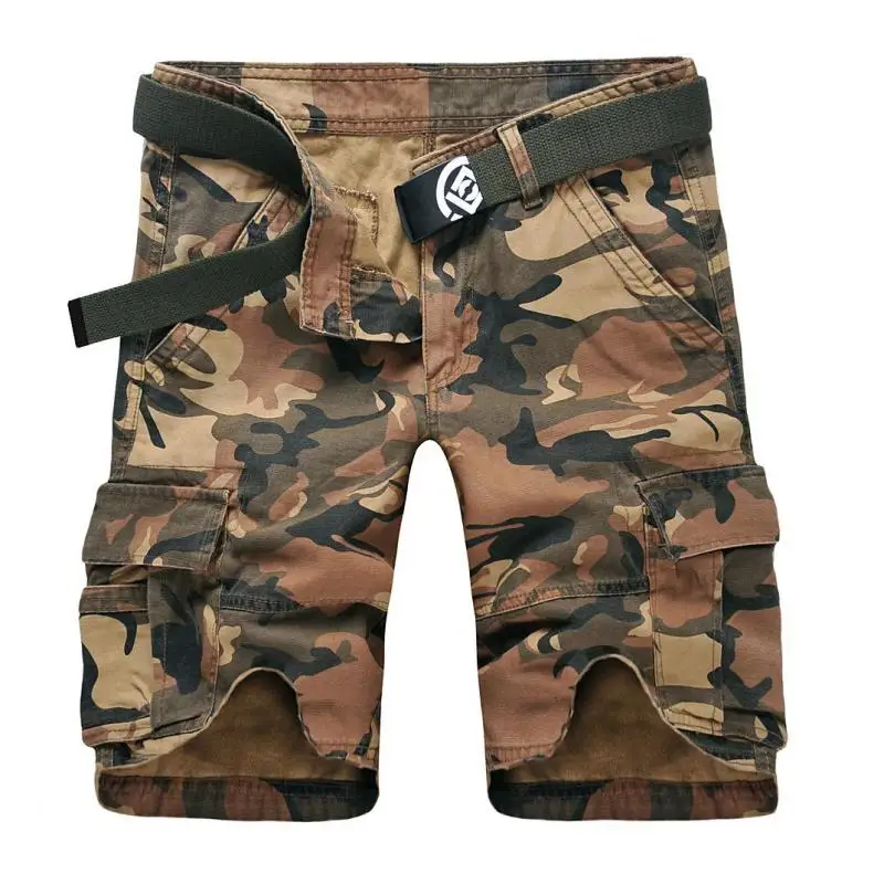 

Summer Cotton Casual Plaid Shorts Men's Slim Five-point Pants Multi-pocket Camouflage Cargo Pants Youth Casual Oversized Pants