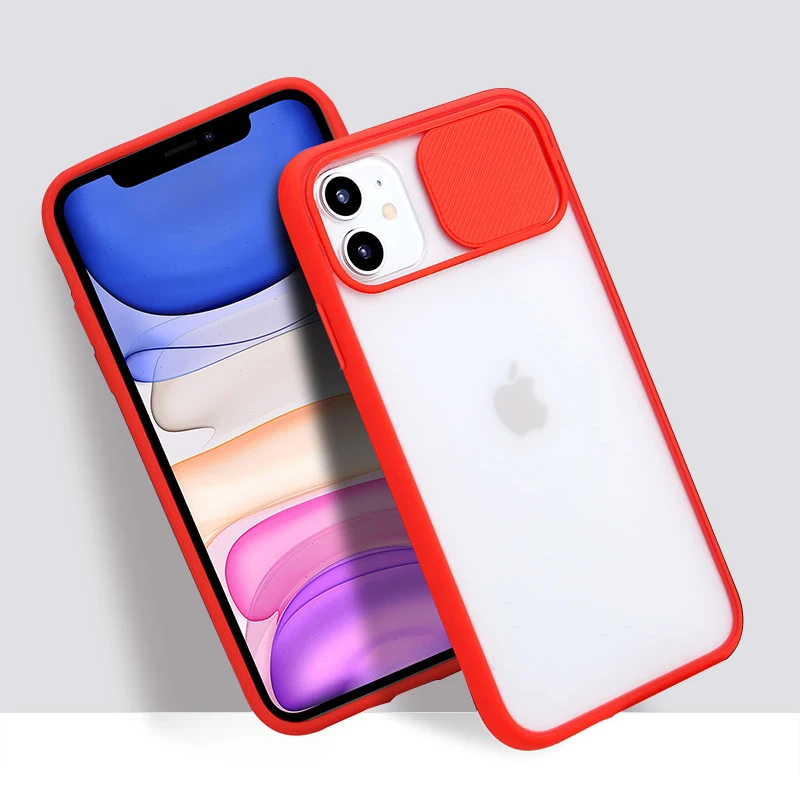 For iPhone 11 Pro Max Sliding Cover Protection Lens Transparent Phone Case SE (2020) XR XS MAX 6 6S 7 8 Plus |