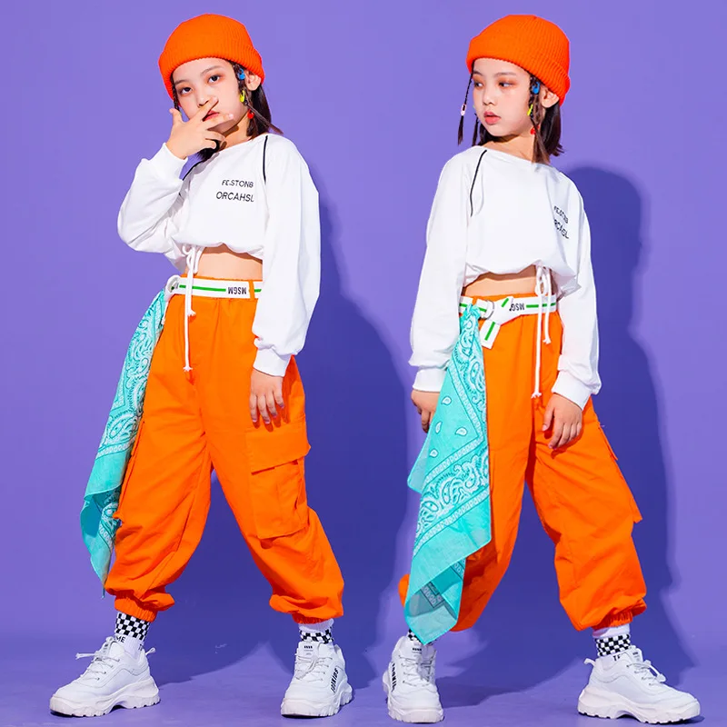 

Children Jazz Dance Costume Girl Belly Explosure New Year's Day Hip Hop Performance Clothes Girls Street Dance Clothing Suit