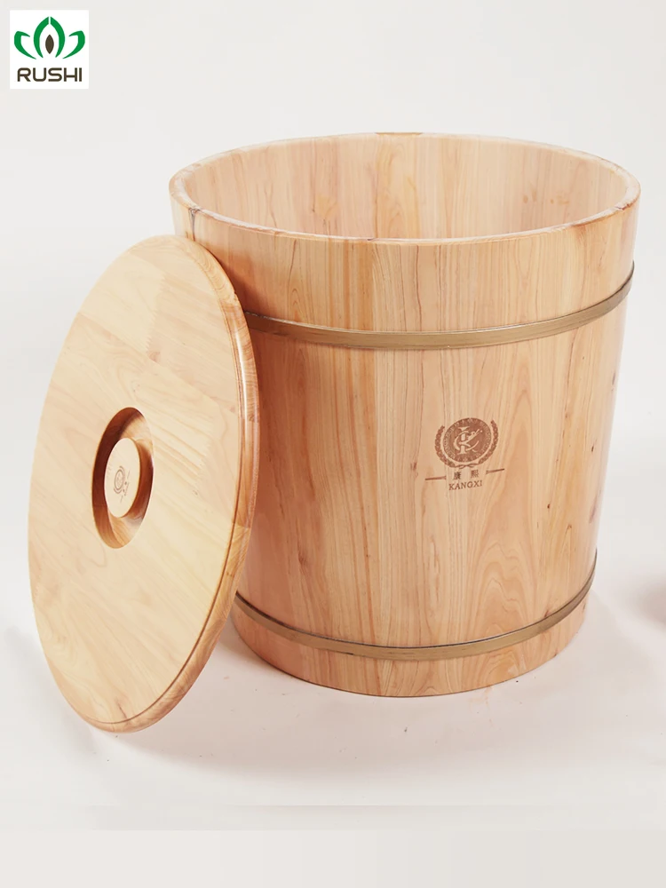 

Moisture-proof and fresh-keeping solid wood round design rice storage barrel round edge rice storage box sealed insect-proof and