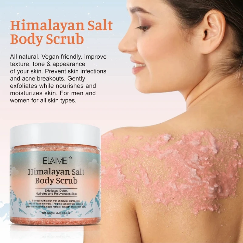 

Y1UF Natural Himalayan Salt Body Scrub Exfoliating Salt Scrub for Acne Blackhead Deep Cleansing Exfoliate Moisturize Skin