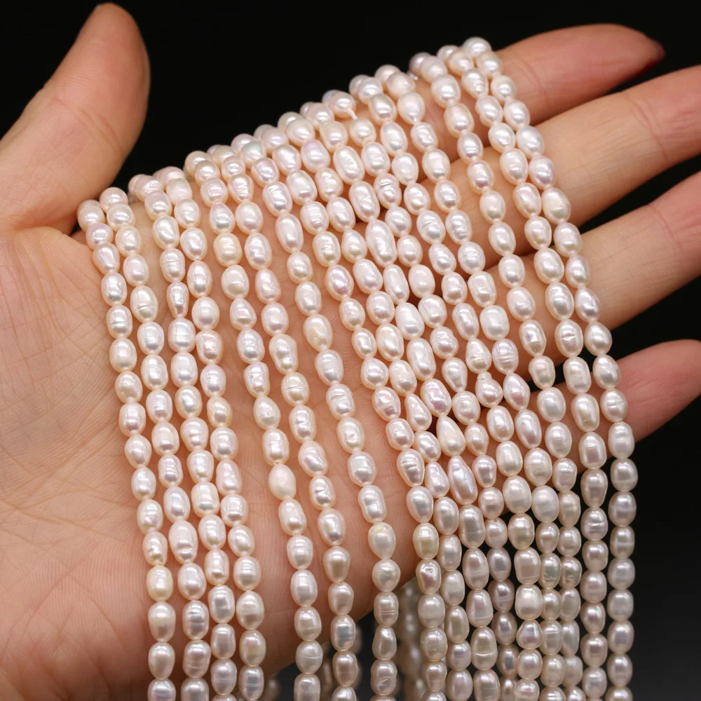 

Natural Freshwater Pearl Beaded High Quality Rice Shape Punch Loose Beads for Make Jewelry DIY Bracelet Necklace Accessories