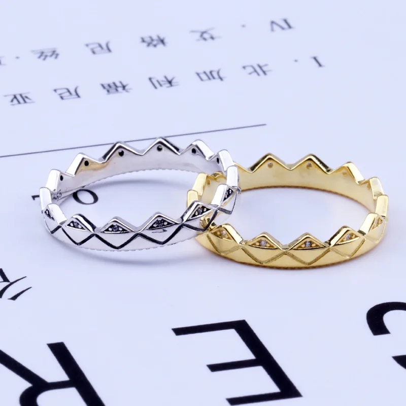 

New 2019 Original 925 Sterling Silver Ring Exotic Crown Rings Clear CZ Stackable For Women Vintage Wedding Jewelry Making