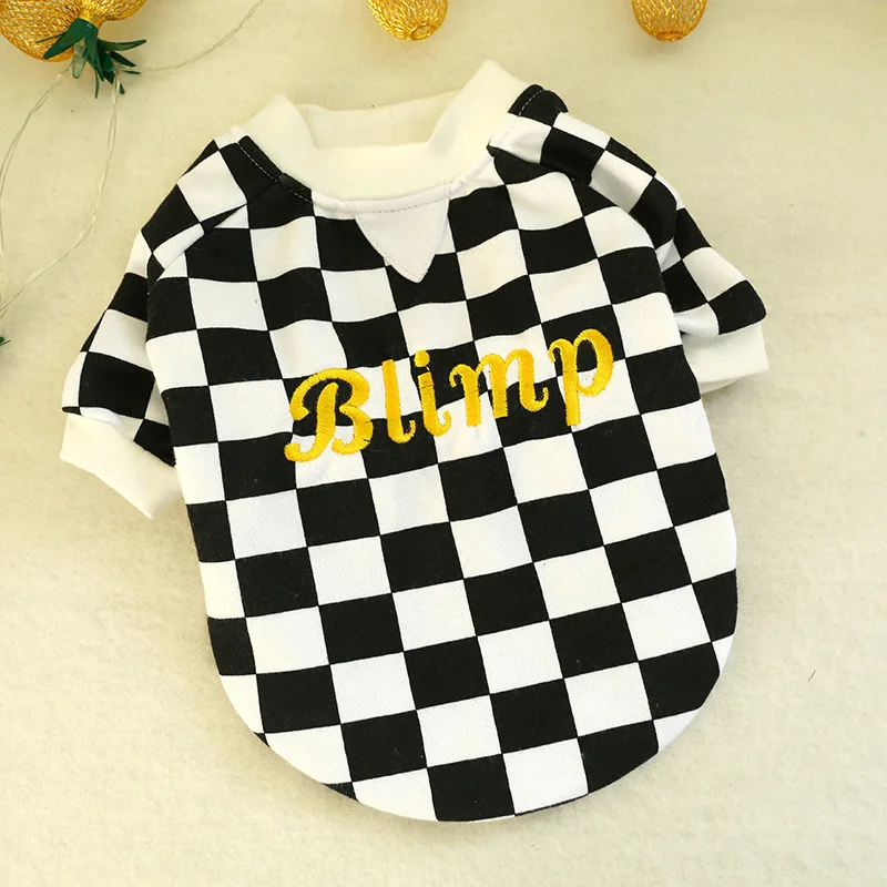 Питомец толстая собака красивый черный и белый сшитый цвет Собачья Рубашка два