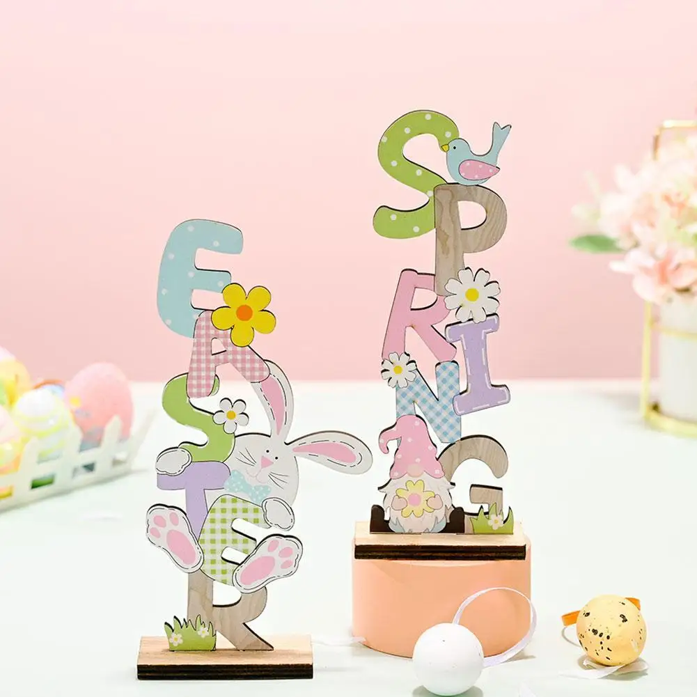 

Beautiful Easter Spring Decoration Wooden Easter Ornaments Bunny Carrot Faceless Gnome