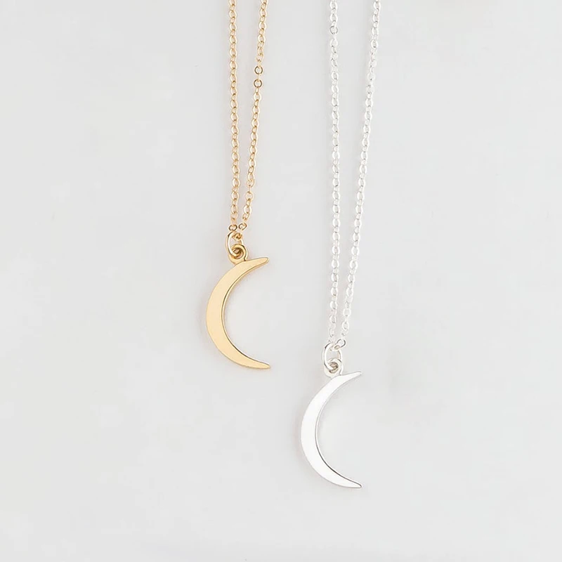 

925 Silver New Moon Pendant Necklace Golden Silver Ladies Fashion Necklace High Jewelry Birthday Gift